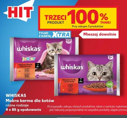 Mokra karma dla kotów Whiskas 4-pak 85 g promocja w Kaufland
