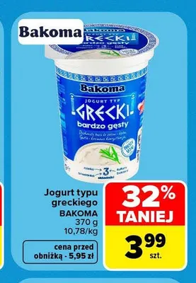 Jogurt typu greckiego Bakoma promocja w Carrefour Market