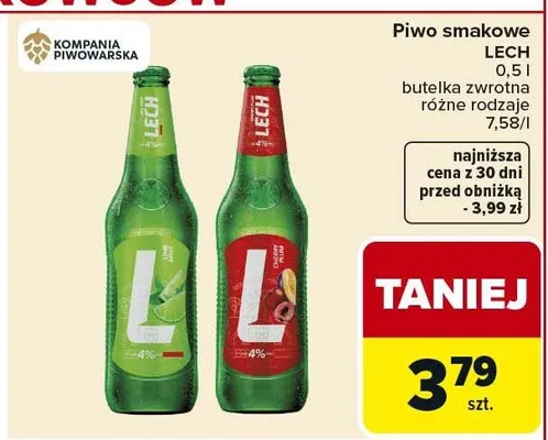Piwo smakowe butelka zwrotna różne rodzaje promocja w Carrefour Market