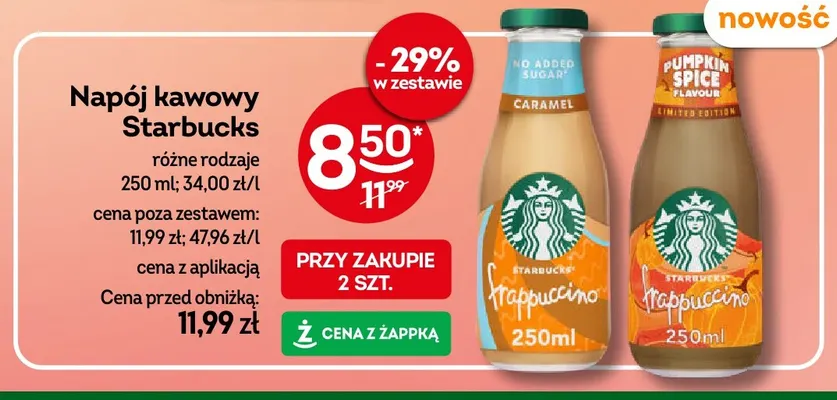 Napój kawowy Starbucks Frappuccino Caramel promocja w Żabka