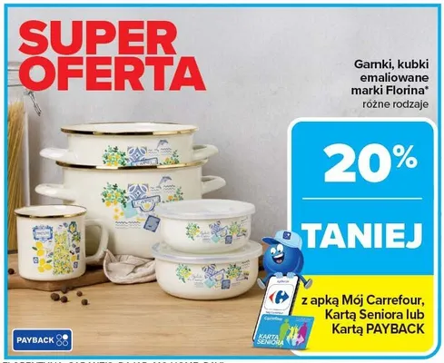 Garnki, kubki emaliowane promocja w Carrefour
