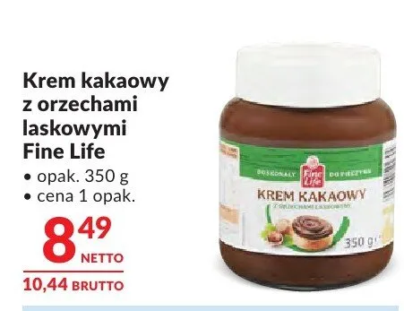 Krem kakaowy z orzechami laskowymi Fine Life promocja w Makro