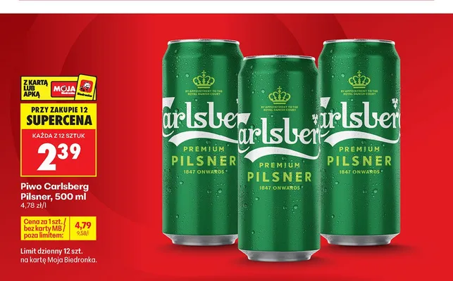 Piwo Carlsberg Premium Pilsner promocja w Biedronka