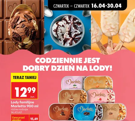 Lody familijne Marletto 900 ml, różne rodzaje promocja w Biedronka