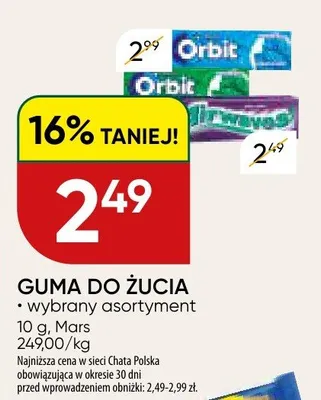 Guma do żucia wybrany asortyment promocja w Chata Polska