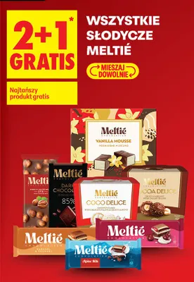 Wszystkie słodycze Meltie 2+1 GRATIS promocja w Biedronka