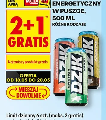 Napój energetyczny Dzik promocja w Biedronka