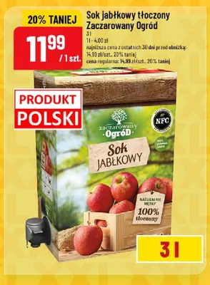 Sok jabłkowy tłoczony Zaczarowany Ogród promocja w POLOmarket