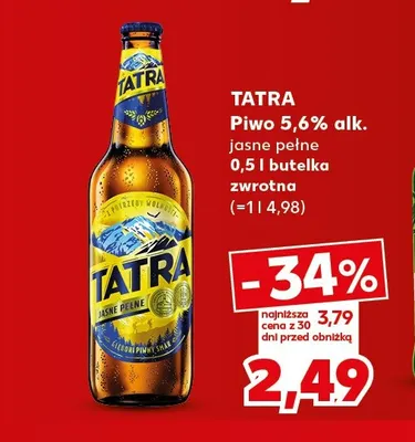 Piwo Tatra 5,6% promocja w Kaufland