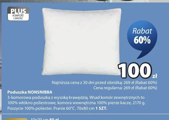Poduszka Nonsnibba 70x80 cm promocja w Jysk