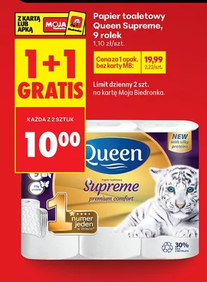 Papier toaletowy Supreme, 9 rolek promocja w Biedronka