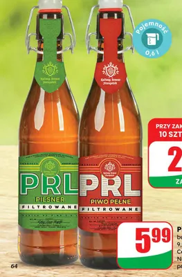 Piwo PRL Pilsner butelka bezzwrotna promocja w Dino