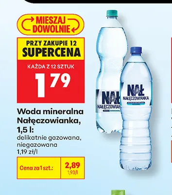 Woda mineralna gazowana Nałęczowianka delikatnie promocja w Biedronka
