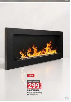Biokominek czarny strukturalny 40x90x12 cm promocja w Merkury Market