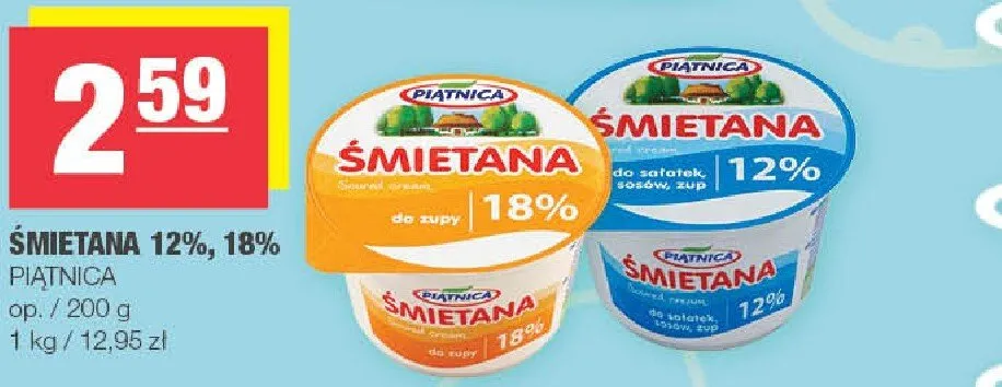 Śmietana 12%, 18% promocja w SPAR
