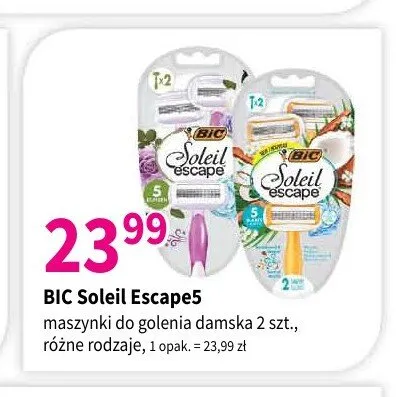 Maszynki do golenia damskie BIC Soleil Escape5 promocja w Drogerie Polskie