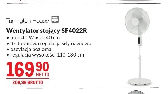 Wentylator stojący Tarrington House SF4022R moc 40W śr. 40cm promocja w Makro