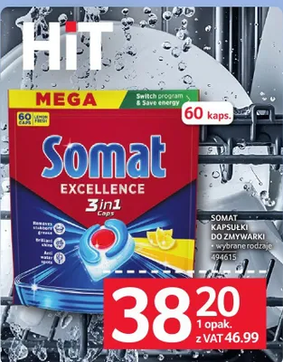 Kapsułki do zmywarki Somat Excellence 3in1 Mega promocja w Selgros