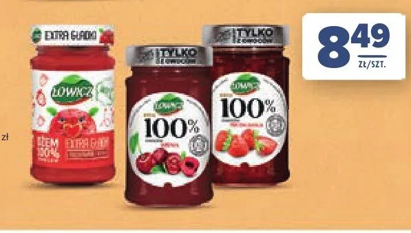 Dżem 100% owoców wiśniowy Łowicz promocja w Stokrotka