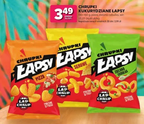Chrupki kukurydziane Łapsy o smaku pizzy promocja w Stokrotka