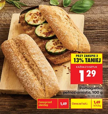 Półbagietka pełnoziarnista promocja w Biedronka