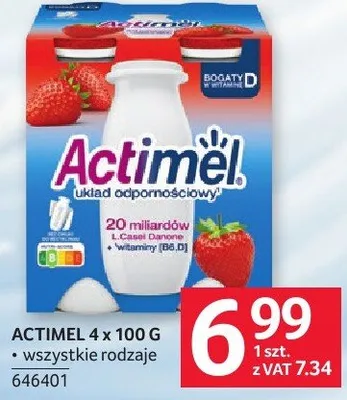 Jogurt Actimel 4 x 100 g wszystkie rodzaje promocja w Selgros