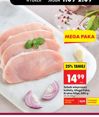 Schab wieprzowy kotlety Kraina Mięs Mega Paka promocja w Biedronka