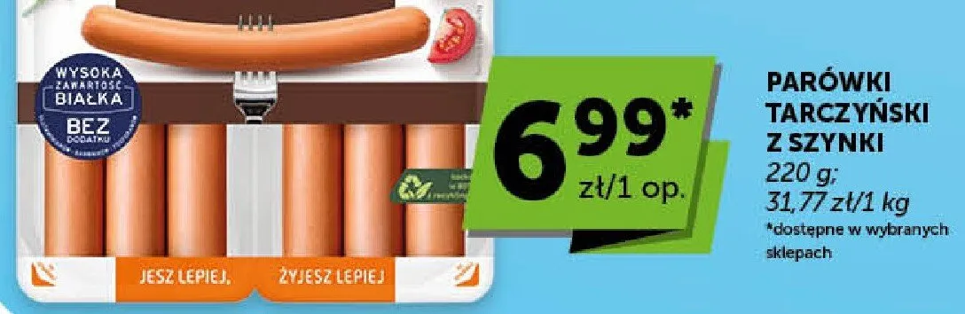 Parówki Premium z szynki Tarczyński promocja w Groszek