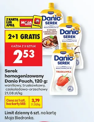 Serek homogenizowany, różne rodzaje 2+1 GRATIS promocja w Biedronka