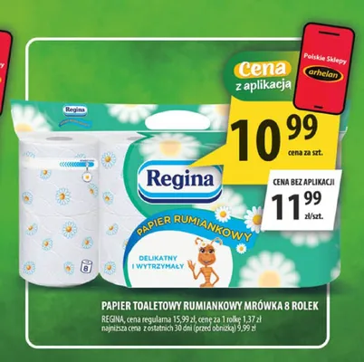 Papier toaletowy rumiankowy Regina 8 rolek promocja w Arhelan