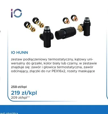 Zestaw podłączeniowy termostatyczny IO HUNN kątowy uniwersalny promocja w Blu Salony Łazienek