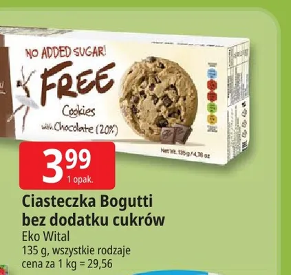 Ciasteczka Bogutti bez dodatku cukrów promocja w Leclerc