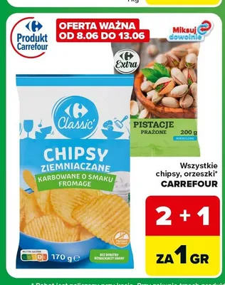 Chipsy ziemniaczane karbowane o smaku fromage Carrefour Classic promocja w Carrefour Express