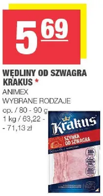 Wędliny od Szwagra Krakus wybrane rodzaje promocja w SPAR