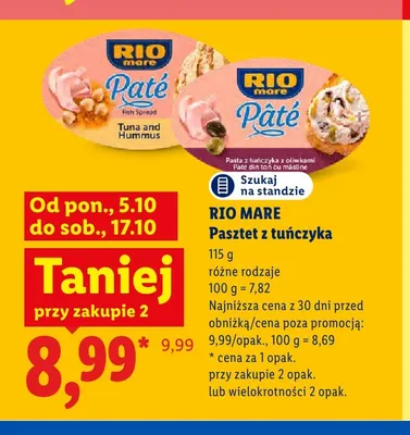 Pasztet z tuńczyka z oliwkami Rio Mare promocja w Lidl