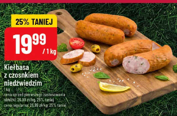 Kiełbasa z czosnkiem niedźwiedzim promocja w POLOmarket