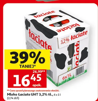 Mleko Łaciate UHT 3,2% tł. promocja w Auchan