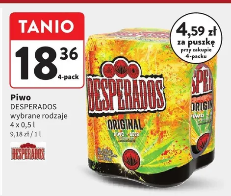 Piwo Desperados wybrane rodzaje 4-pack promocja w Intermarche