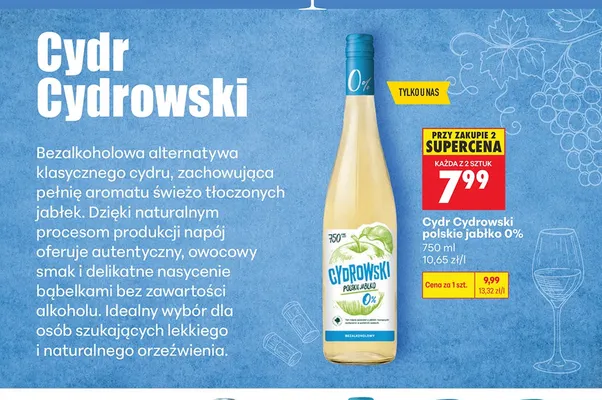 Cydr Cydrowski polskie jabłko 0% promocja w Biedronka