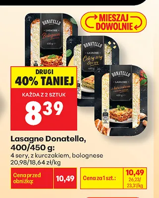 Lasagne bolognese Donatello promocja w Biedronka