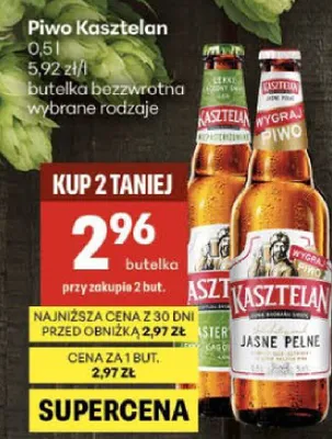Piwo butelka bezwrotna wybrane rodzaje promocja w Delikatesy Centrum