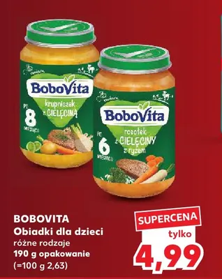 Obiadki dla dzieci rosółek z cielęciny z ryżem BoboVita promocja w Kaufland
