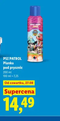 Pianka pod prysznic Psi Patrol promocja w Lidl
