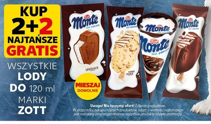 Lody Monte Cookie Crunch Zott promocja w Kaufland