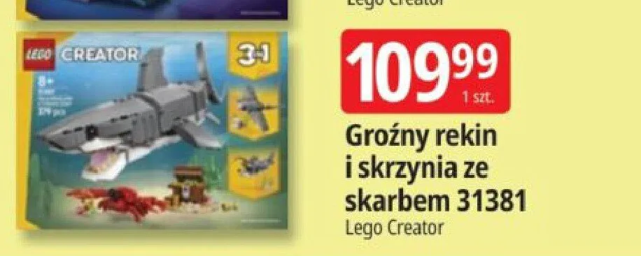 Klocki Creator Groźny rekin i skrzynia ze skarbem 31381 promocja w Leclerc