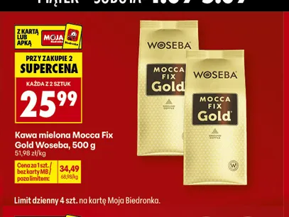 Kawa mielona Mocca Fix Gold Woseba promocja w Biedronka