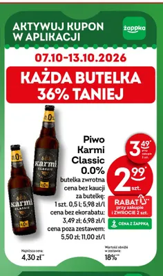 Piwo bezalkoholowe Karmi Classic promocja w Żabka