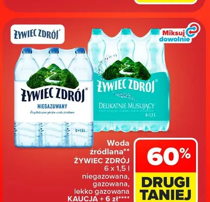 Woda źródlana niegazowana Żywiec Zdrój 6-pak promocja w Carrefour