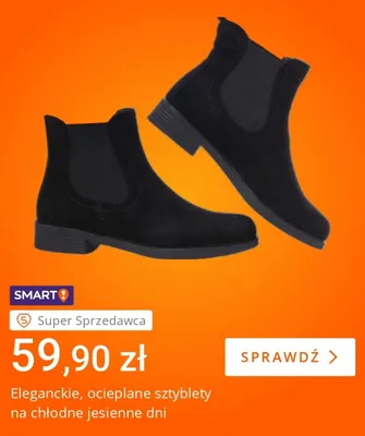 Eleganckie ocieplane sztyblety na chłodne jesienne dni promocja w Allegro
