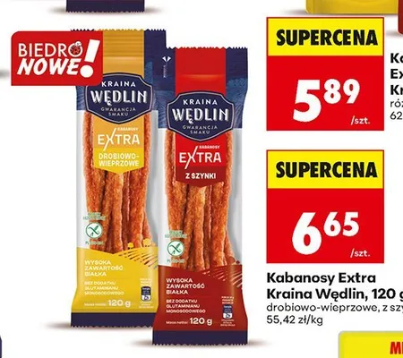 Kabanosy Extra z szynki Kraina Wędlin promocja w Biedronka